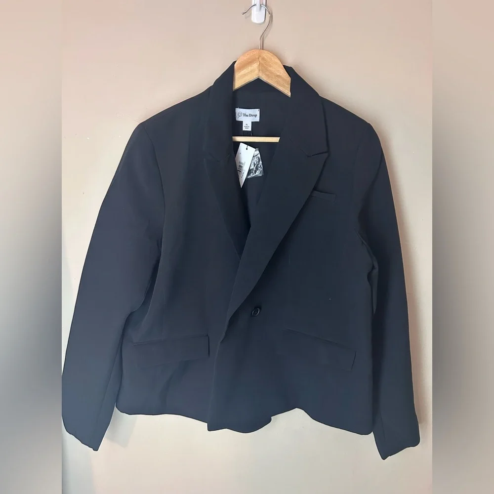 NWT The Drop Jones Classic Slim Blazer, Black, Size XL Minimalist Chic - Picture 2 of 9
